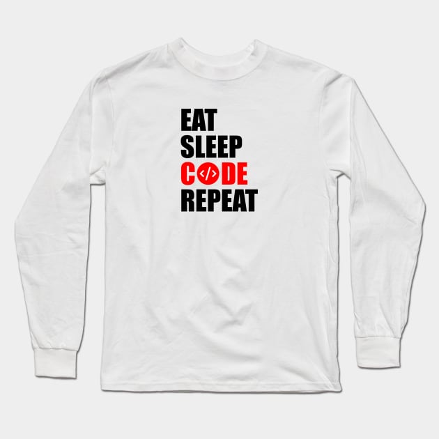 Eat sleep code repeat Long Sleeve T-Shirt by Typography Dose